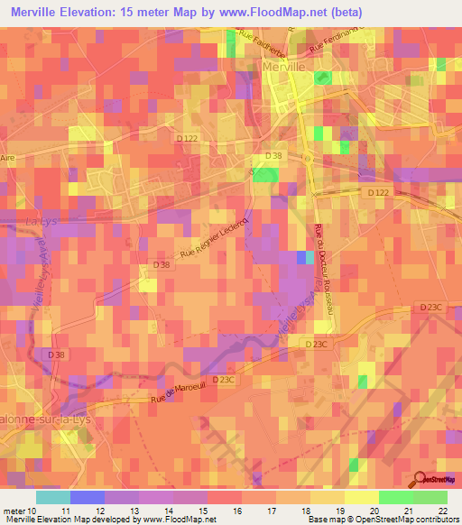 Merville,France Elevation Map