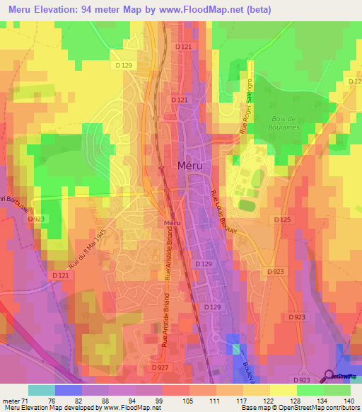 Meru,France Elevation Map