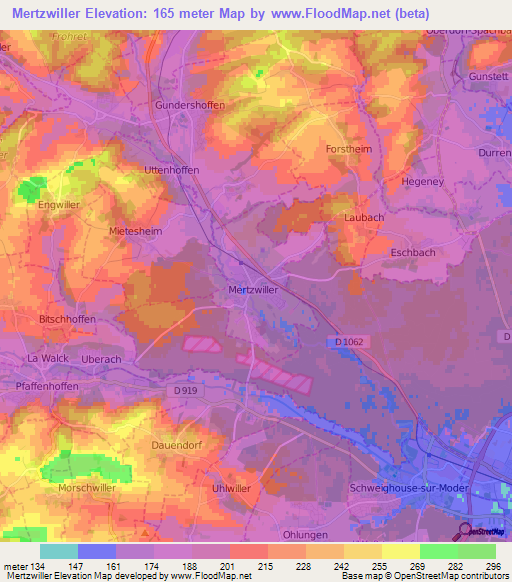 Mertzwiller,France Elevation Map