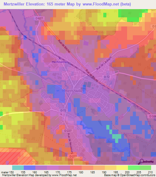 Mertzwiller,France Elevation Map
