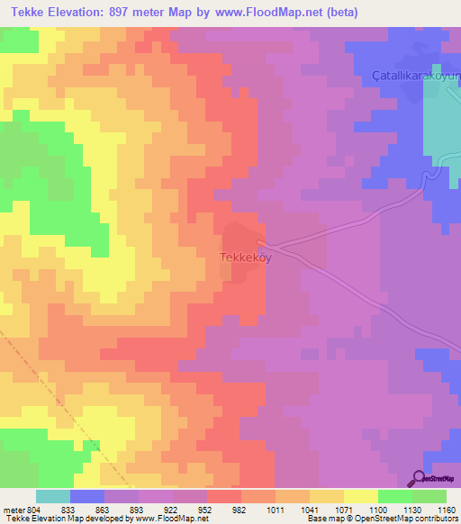 Tekke,Turkey Elevation Map