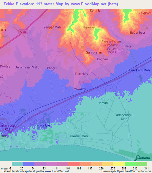 Tekke,Turkey Elevation Map