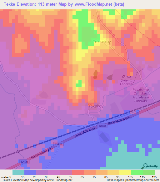 Tekke,Turkey Elevation Map