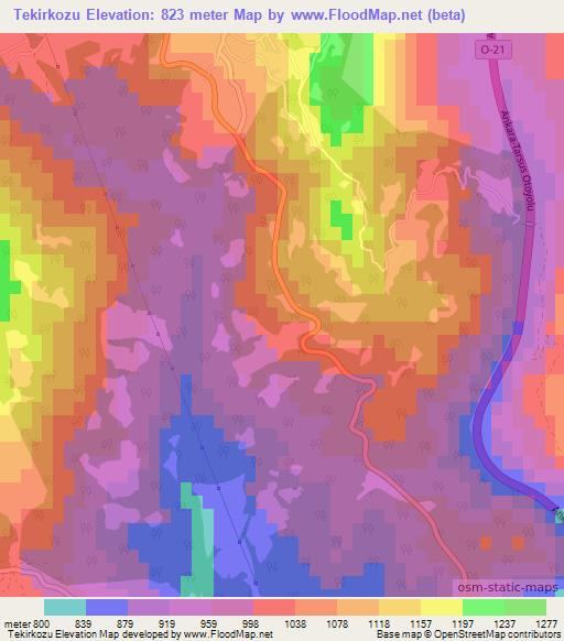 Tekirkozu,Turkey Elevation Map