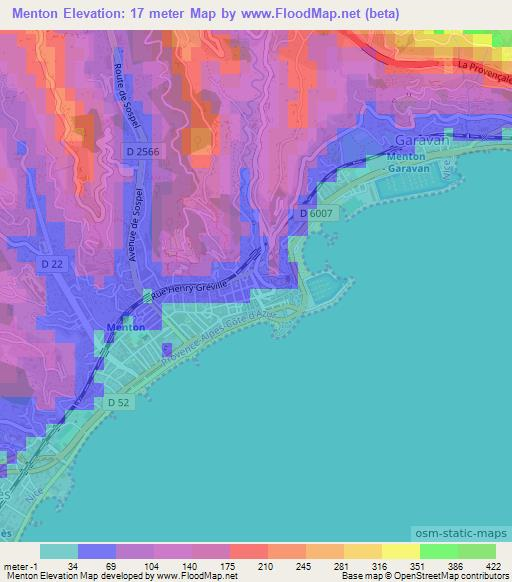 Menton,France Elevation Map