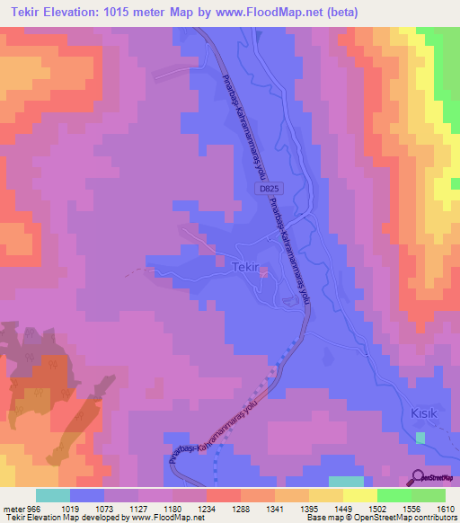 Tekir,Turkey Elevation Map