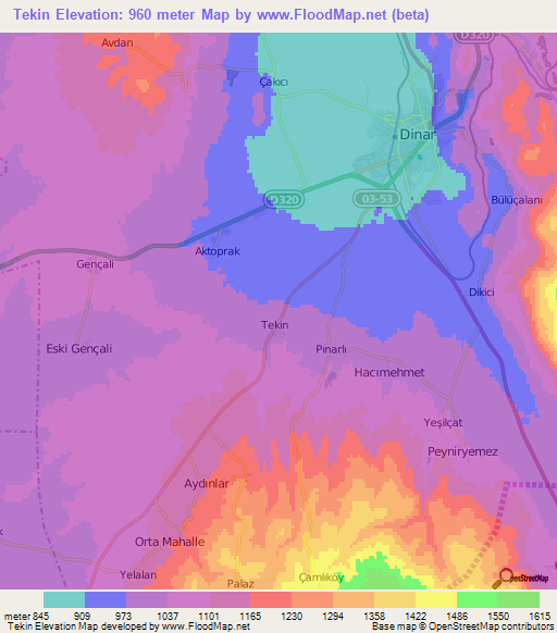 Tekin,Turkey Elevation Map