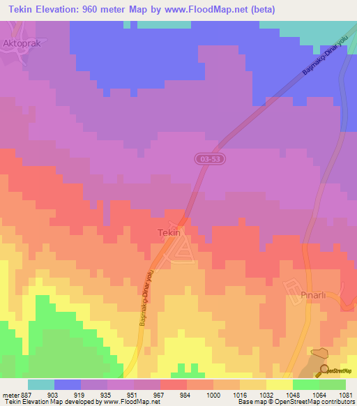 Tekin,Turkey Elevation Map