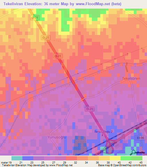 Tekeliviran,Turkey Elevation Map