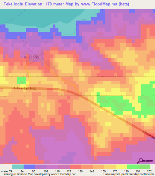 Tekelioglu,Turkey Elevation Map