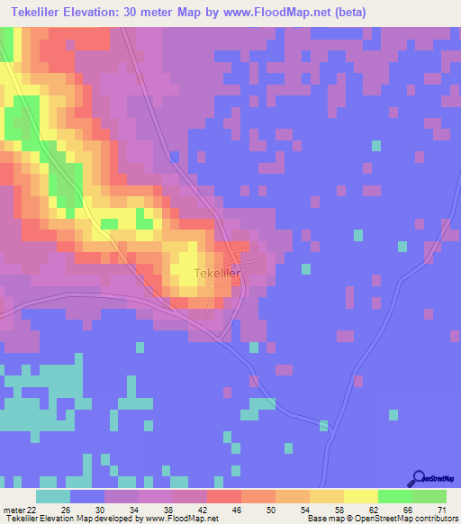 Tekeliler,Turkey Elevation Map