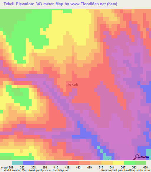 Tekeli,Turkey Elevation Map