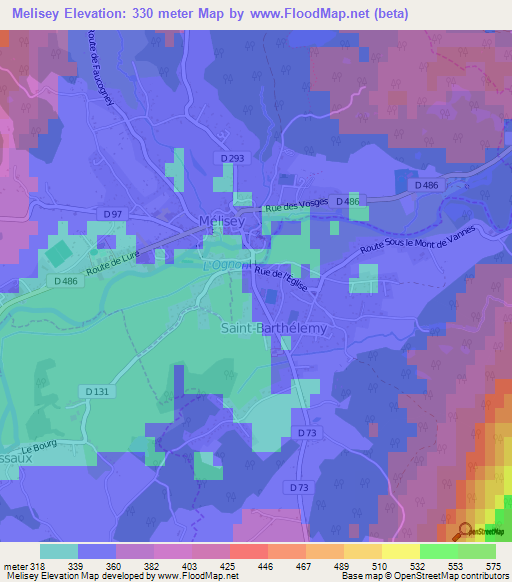 Melisey,France Elevation Map