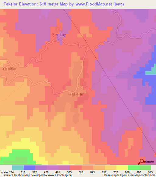 Tekeler,Turkey Elevation Map