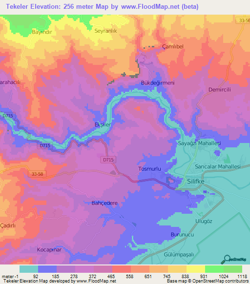 Tekeler,Turkey Elevation Map