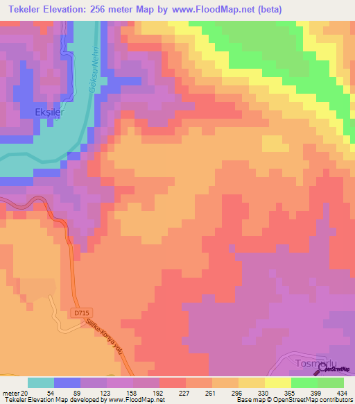 Tekeler,Turkey Elevation Map