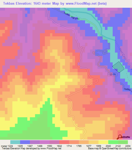 Tekbas,Turkey Elevation Map