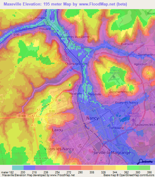 Maxeville,France Elevation Map