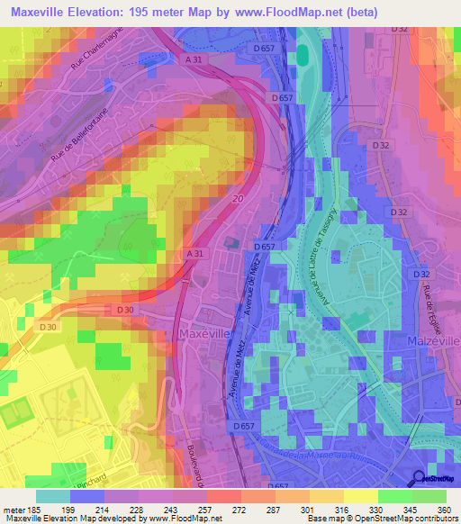 Maxeville,France Elevation Map