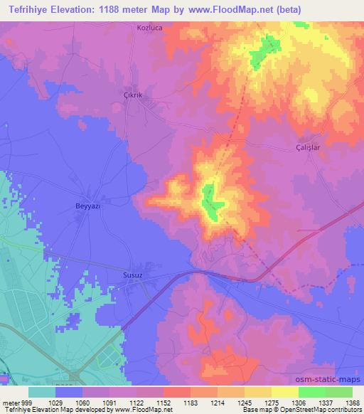 Tefrihiye,Turkey Elevation Map