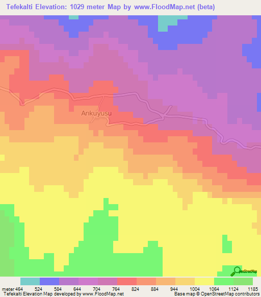 Tefekalti,Turkey Elevation Map