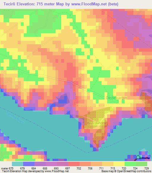 Tecirli,Turkey Elevation Map