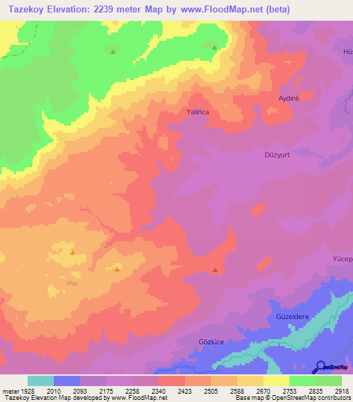 Tazekoy,Turkey Elevation Map