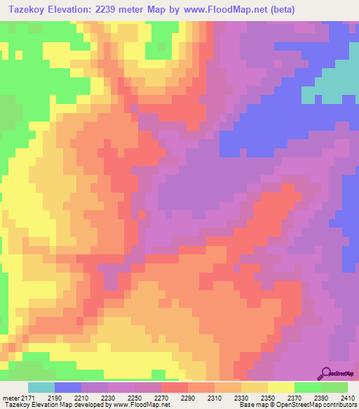 Tazekoy,Turkey Elevation Map