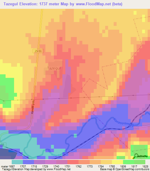 Tazegul,Turkey Elevation Map