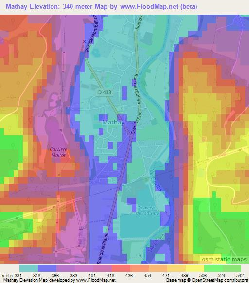 Mathay,France Elevation Map