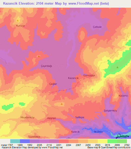 Kazancik,Turkey Elevation Map