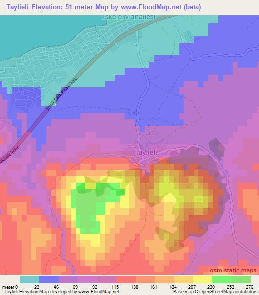 Taylieli,Turkey Elevation Map