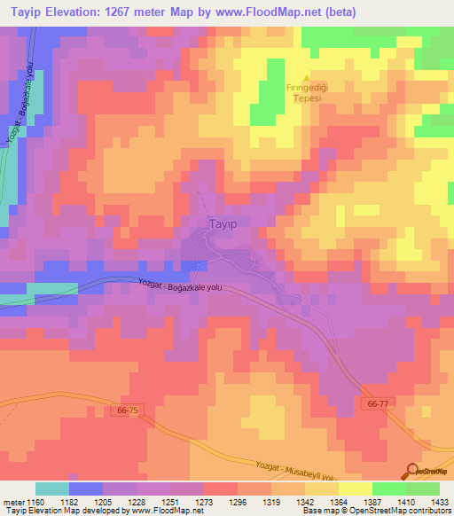 Tayip,Turkey Elevation Map