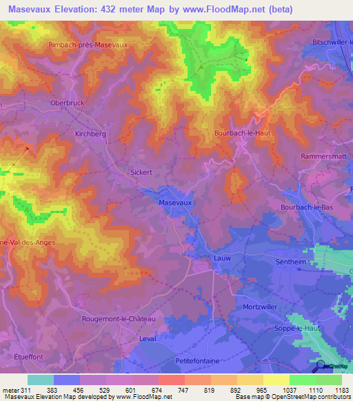 Masevaux,France Elevation Map