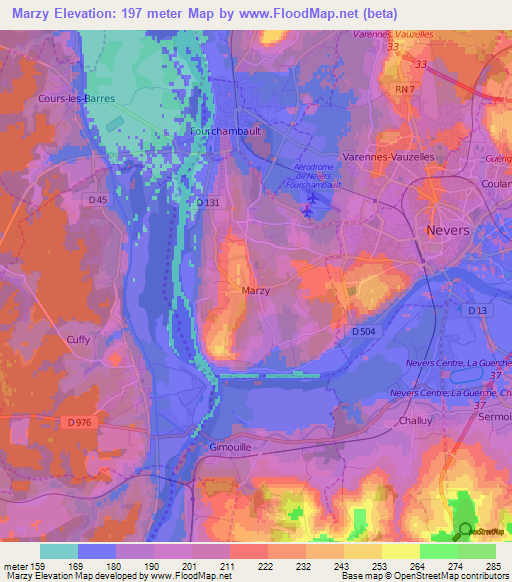 Marzy,France Elevation Map