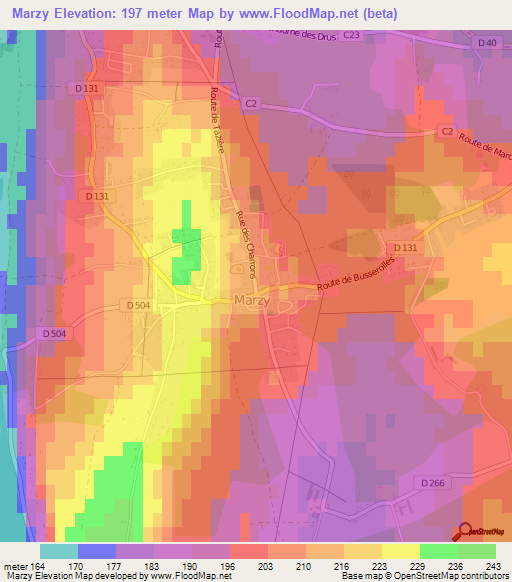 Marzy,France Elevation Map