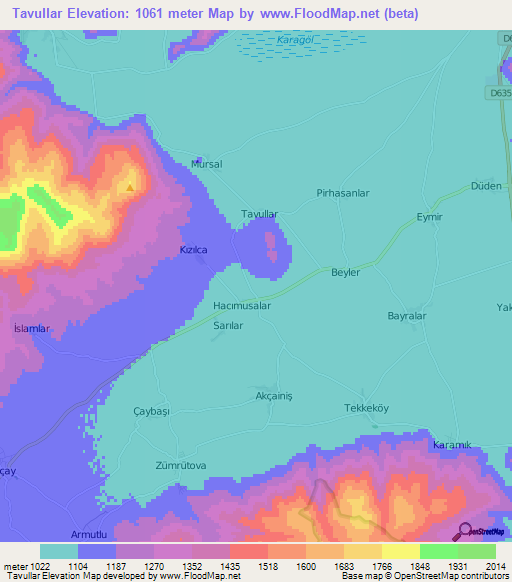 Tavullar,Turkey Elevation Map