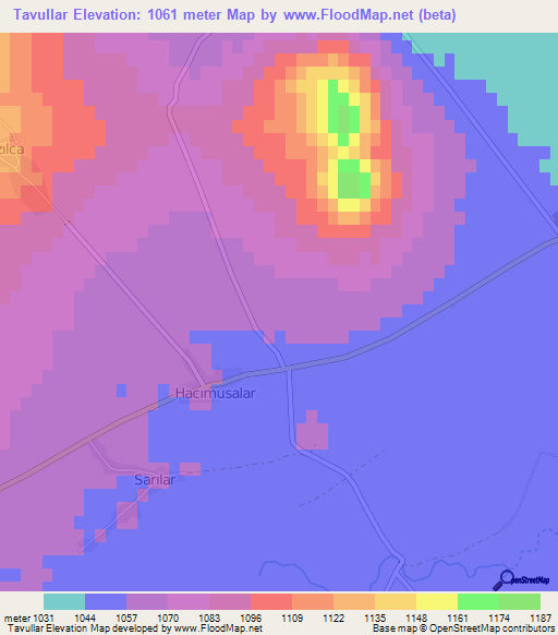 Tavullar,Turkey Elevation Map