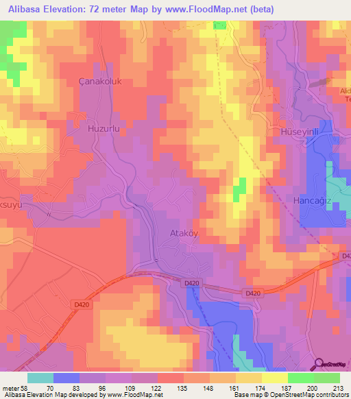 Alibasa,Turkey Elevation Map