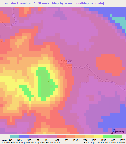 Tavuklar,Turkey Elevation Map