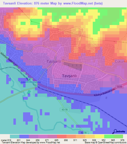 Tavsanli,Turkey Elevation Map