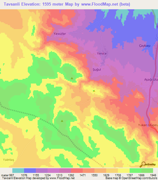 Tavsanli,Turkey Elevation Map