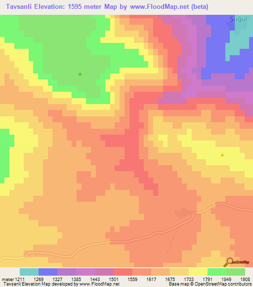 Tavsanli,Turkey Elevation Map