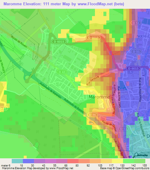 Maromme,France Elevation Map