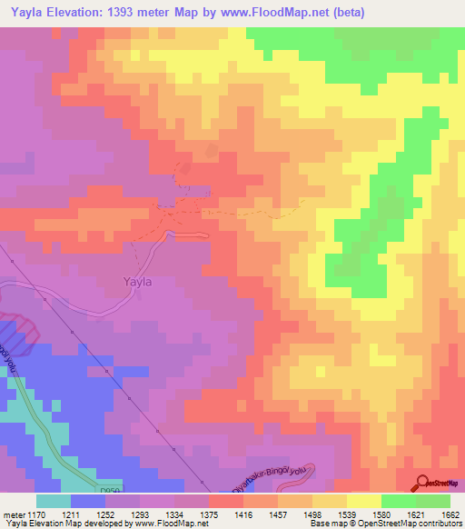 Yayla,Turkey Elevation Map