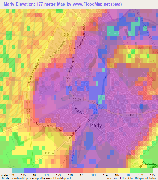 Marly,France Elevation Map