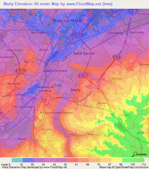 Marly,France Elevation Map