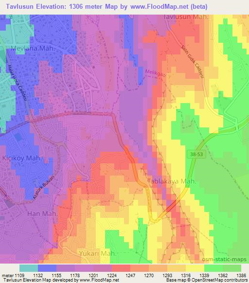 Tavlusun,Turkey Elevation Map