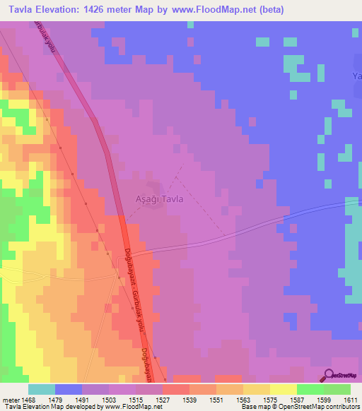 Tavla,Turkey Elevation Map