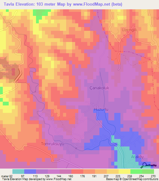 Tavla,Turkey Elevation Map